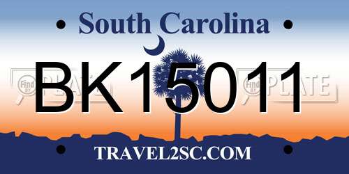 BK15011 South Carolina License Plate