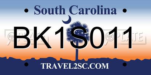 BK1S011 South Carolina License Plate