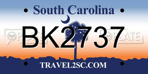 BK2737 South Carolina License Plate