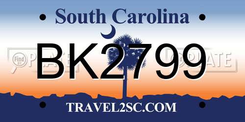BK2799 South Carolina License Plate