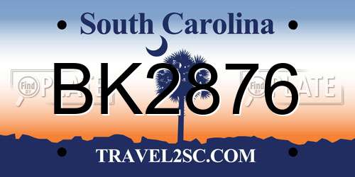 BK2876 South Carolina License Plate