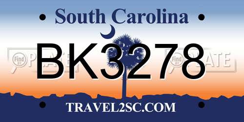 BK3278 South Carolina License Plate
