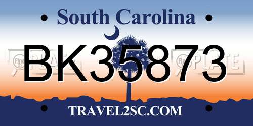 BK35873 South Carolina License Plate