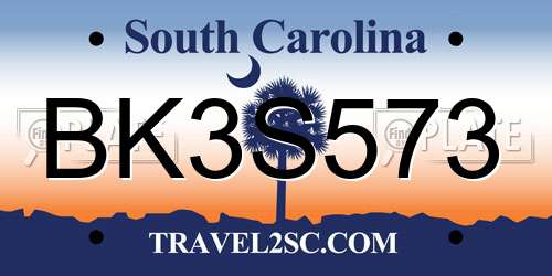 BK3S573 South Carolina License Plate
