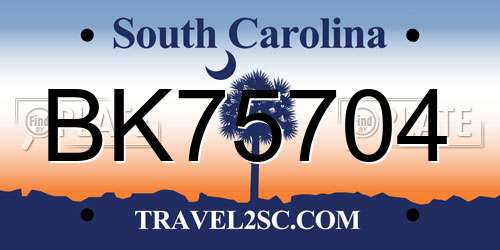 BK75704 South Carolina License Plate