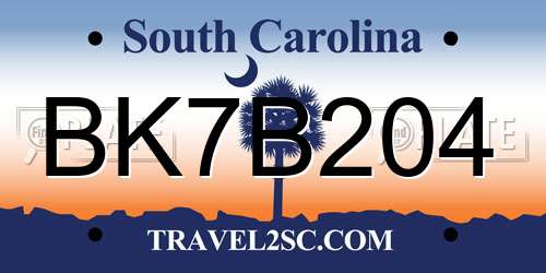 BK7B204 South Carolina License Plate
