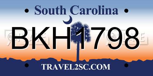 BKH1798 South Carolina License Plate