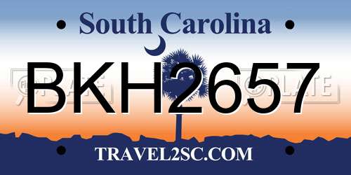 BKH2657 South Carolina License Plate