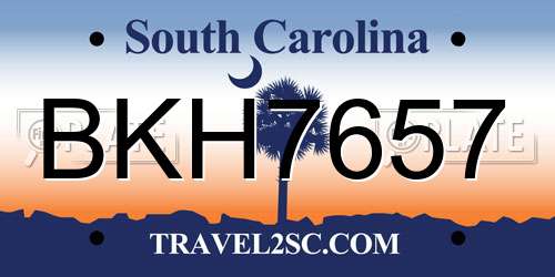 BKH7657 South Carolina License Plate