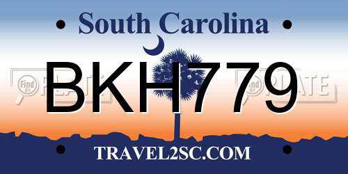 BKH779 South Carolina License Plate