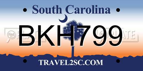 BKH799 South Carolina License Plate