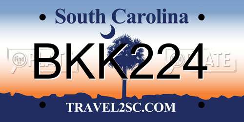 BKK224 South Carolina License Plate