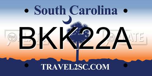 BKK22A South Carolina License Plate