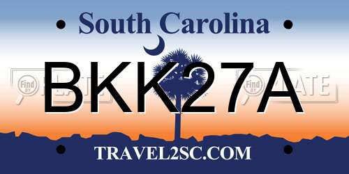 BKK27A South Carolina License Plate