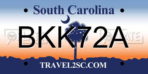 BKK72A South Carolina License Plate