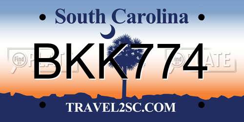 BKK774 South Carolina License Plate
