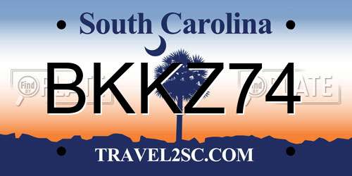 BKKZ74 South Carolina License Plate