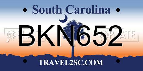 BKN652 South Carolina License Plate
