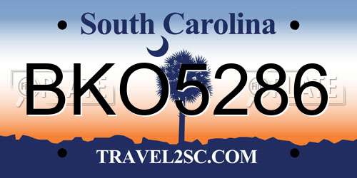 BKO5286 South Carolina License Plate