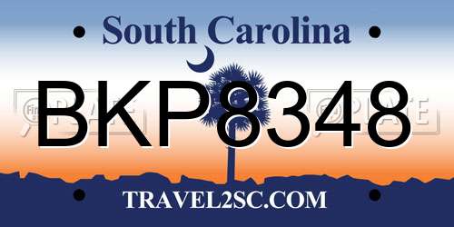 BKP8348 South Carolina License Plate