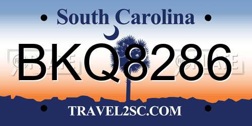 BKQ8286 South Carolina License Plate