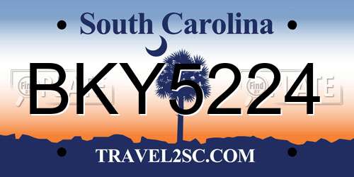 BKY5224 South Carolina License Plate