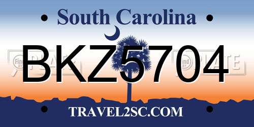BKZ5704 South Carolina License Plate