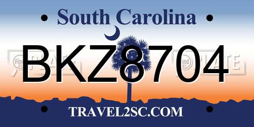 BKZ8704 South Carolina License Plate