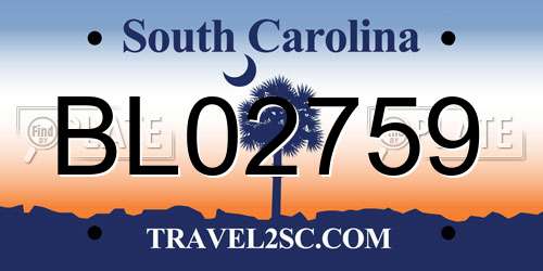 BL02759 South Carolina License Plate