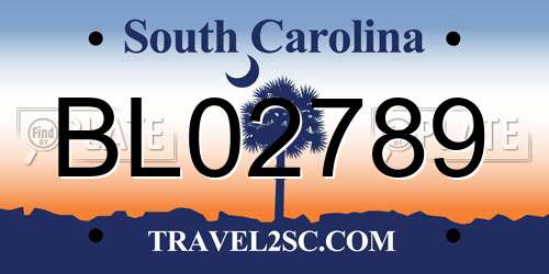 BL02789 South Carolina License Plate