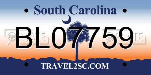BL07759 South Carolina License Plate