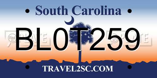 BL0T259 South Carolina License Plate