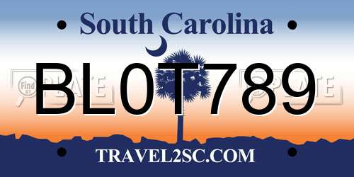 BL0T789 South Carolina License Plate