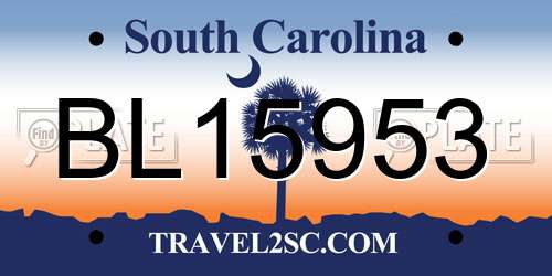 BL15953 South Carolina License Plate