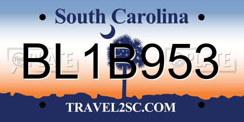 BL1B953 South Carolina License Plate