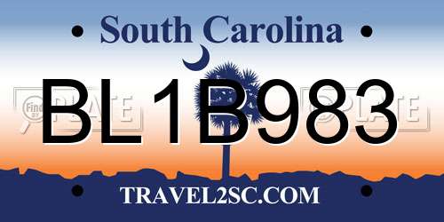 BL1B983 South Carolina License Plate