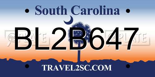 BL2B647 South Carolina License Plate