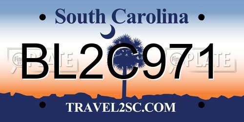 BL2C971 South Carolina License Plate