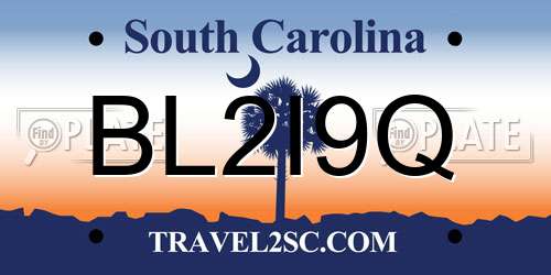 BL2I9Q South Carolina License Plate