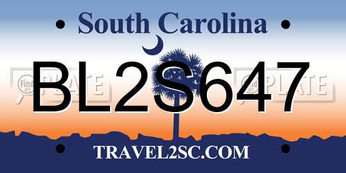 BL2S647 South Carolina License Plate