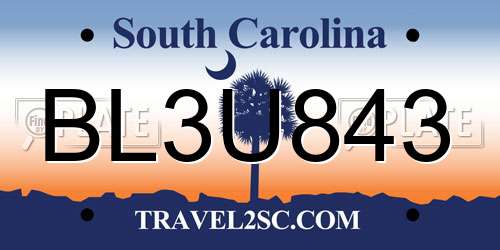 BL3U843 South Carolina License Plate