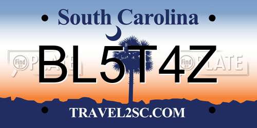 BL5T4Z South Carolina License Plate