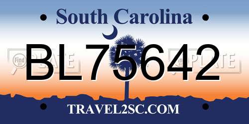 BL75642 South Carolina License Plate