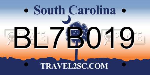 BL7B019 South Carolina License Plate
