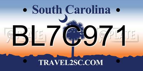 BL7C971 South Carolina License Plate