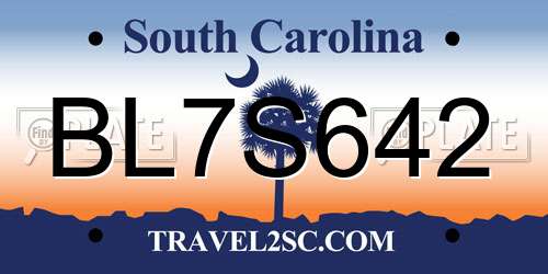 BL7S642 South Carolina License Plate