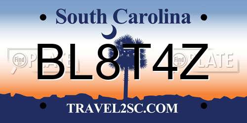 BL8T4Z South Carolina License Plate