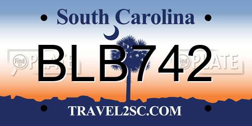BLB742 South Carolina License Plate