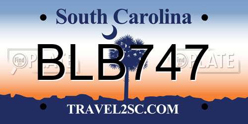 BLB747 South Carolina License Plate