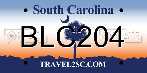 BLC204 South Carolina License Plate